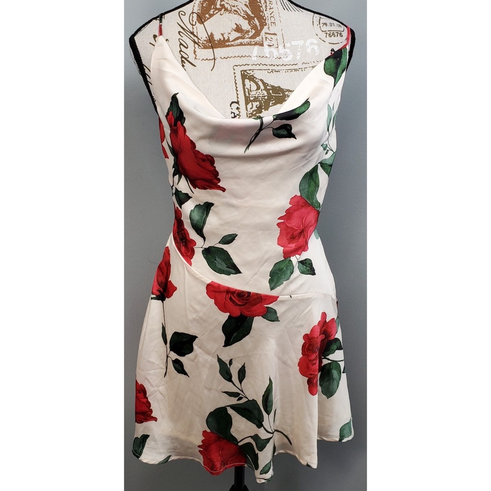 Francesca's Dress Womens S Multi Floral Cowl Neck Spaghetti Strap Birthday Wear